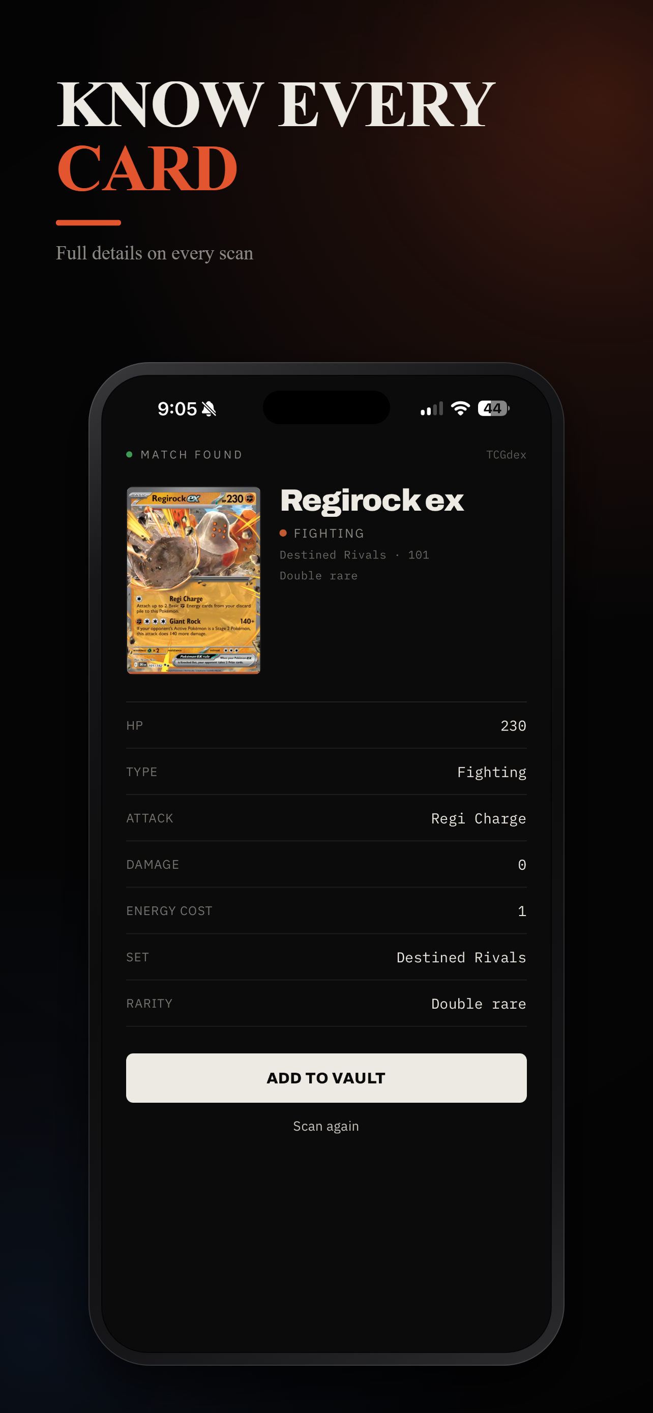 Know every card, full details on every scan